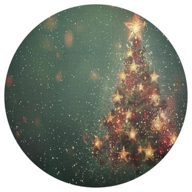 Imagem de xigua Jogo americano redondo de árvore de Natal, conjunto de 4, tapete de mesa redondo antiderrapante resistente ao calor, tapetes de mesa de 48 cm para decoração de cozinha, jantar e festa