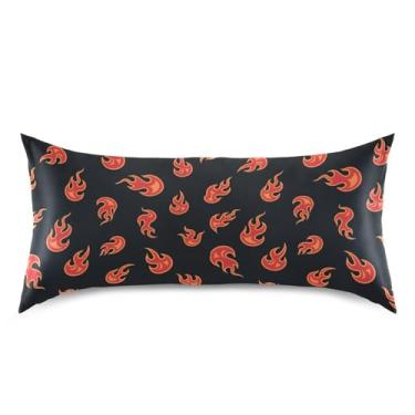 Imagem de Wassud Fronha de cetim Red Dancing Flames para cabelo e pele fronhas de seda lisa king size respiráveis com fecho de envelope