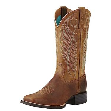 Imagem de ARIAT Bota feminina redonda cowgirl bico quadrado marrom, Marrom em pó, 8.5 Big Kid