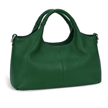Imagem de Iswee Bolsas de ombro de couro genuíno, bolsas e bolsas para mulheres, bolsa de designer transversal Hobo tamanho médio, Verde
