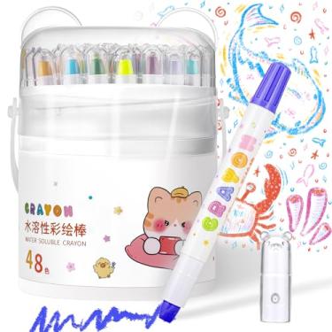 Imagem de Prudiut 48 gizes de cera torcidos e sedosos, materiais de arte laváveis, giz de cera de gel pastel multicultural, presente para colorir de fácil aderência