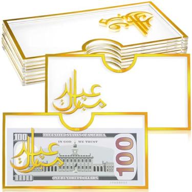 Imagem de Noveread 8 envelopes de acrílico Eid Mubarak para dinheiro, carteiras Eid para dinheiro, porta-cartões, envelopes de Ramadã para decorações de festas e celebrações