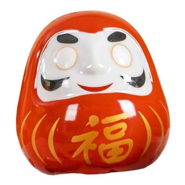 Imagem de FLCPJGV Estatueta Daruma em Cerâmica Branca, Figura Decorativa Versátil para Restaurante, Quarto, Escritório Ou Sala de Estudos, Vermelho, Tamanho real