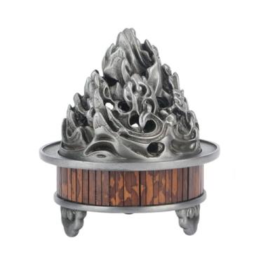 Imagem de Queimador de incenso de metal, bandeja de incenso, suporte de incenso, uso doméstico, estilo chinês, interior, vazado, madeira de ágar, queimador de sândalo, queimador de incenso