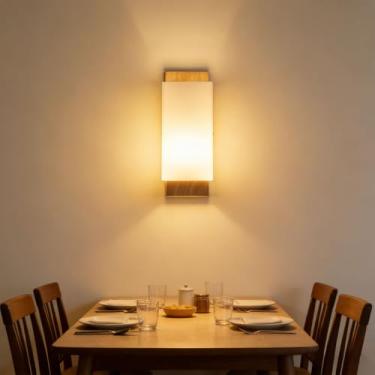 Imagem de Asixxsix Arandela, Luminária de Parede de Madeira Nórdica, Vidro Texturizado Fosco Branco, Luminária de Parede de Fazenda Regulável Estilo Japonês para Decoração de Casa, Interior