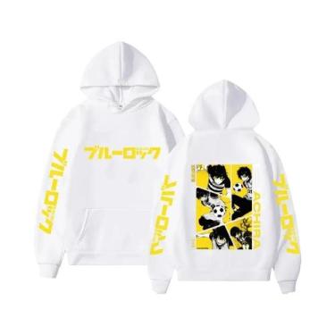 Imagem de Moletom Masculino Azul De Fleece Manga Longa Estilo Harajuku Punk Casu