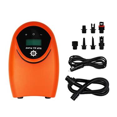 Imagem de Bomba de Ar Elétrica Portátil Compressor Alta Pressão 20PSI com Função Parada Automática Display Digital 7 Bicos para Inflação e Deflação Barco Inflável Prancha Surf Stand-up Paddle Cama Piscina