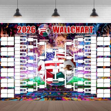Imagem de Raelith Cenário de pôster da Copa do Mundo de Futebol, 2026 Celebração Esportiva Estados Unidos, Canadá, Bandeira do México, Campo de Evento de Futebol, Faixa de Foto, Decoração de Parede 2,1 x 1,5 m