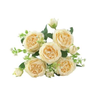 Imagem de Buquê De Flores Artificiais De Peônia De Seda Para Decoração De Casa, 