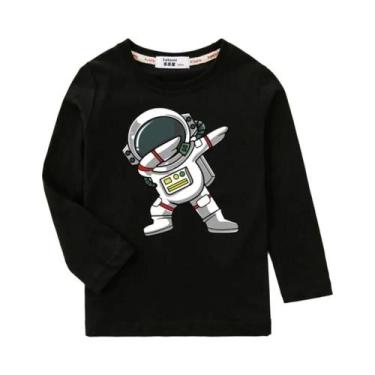 Imagem de Camiseta De Algodão Infantil Com Desenho De Astronauta, Manga Comprida