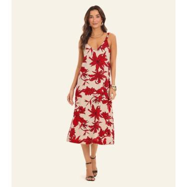 Imagem de Vestido Super Midi Feminino Visco Maquinetada Vermelho - Rovitex, G, V