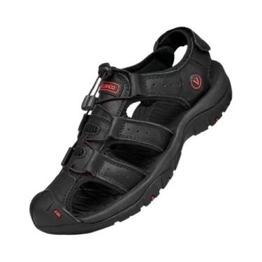 Imagem de Sandálias De Couro Masculinas Feitas À Mão, Respiráveis, Com Sola Gros