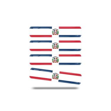 Imagem de Xalvoria Pacote com 4 adesivos de carro epóxi 3D com bandeira da República Dominicana – Decalques refletivos à prova d'água para carros, caminhões, motocicletas, capacetes, laptops e muito mais