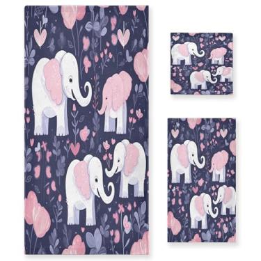 Imagem de xigua Lindo conjunto de toalhas de banheiro elefante absorvente macio 3 peças toalha de banho toalha de mão toalhas decorativas para banheiro, academia, hotel, praia, piscina