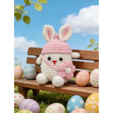 Imagem de Mini coelhinho fofo da Páscoa, decoração de festa feita à mão, acessório de mochila, presente de coelho para mulheres, presente de aniversário de inauguração de casa, troca de presente de crochê para