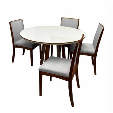 Imagem de Mesa de Jantar Atlanta 100cm Redonda com Vidro e 4 Cadeiras Lara Kappe