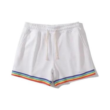 Imagem de Shorts Esportivos Casuais Masculinos plus Size Coloridos Arco-Íris De 