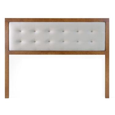 Imagem de Cabeceira Laura Queen Madeira Maciça Veludo Marfim