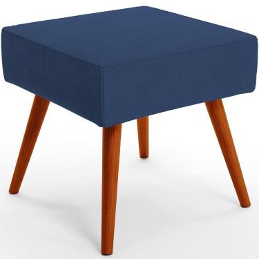 Imagem de Puff Banqueta Decorativa Com Pés Palito Suede Azul Marinho