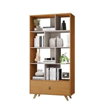 Imagem de Estante Livreiro 1 Gaveta 8 Prateleiras Giga 90cm Cinamomo/Off White -