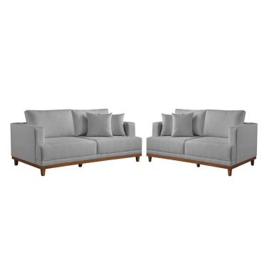 Imagem de Conjunto Sofás 2 E 3 Lugares Estofados M-175 Veludo Martins Cinza