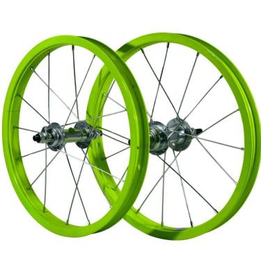 Imagem de Roda Traseira Aro 16 De Alumínio Verde Para Bicicleta Infantil