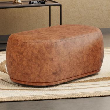 Imagem de Puff Decorativo Orgânico Living Molly 02 Lugares Couríssimo Caramelo - Desk Design Cor Caramelo