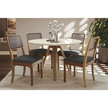 Imagem de Sala Jantar Mesa Duna Premium Madeira Maciça c/ Tampo Madeirado c/ Vid