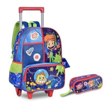 Imagem de KIT GATO GALACTICO MOCHILA CARRINHO COM ESTOJO DUPLO ESCOLAR-Masculino