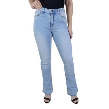 Imagem de Calça Feminina Lado Avesso Jeans Flare Hiper Destroyed - L12-Feminino
