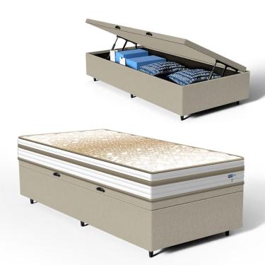 Imagem de Cama Box Baú com Colchão de Molas Ensacadas Double Face Pillow Euro Alfa Probel Solteiro 88cm