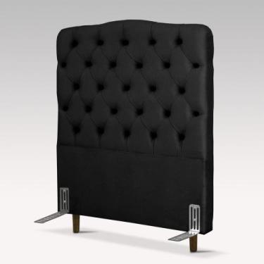 Imagem de Cabeceira de Cama Box Solteiro 110 cm Dunas Larhome Suede Veludo Preto
