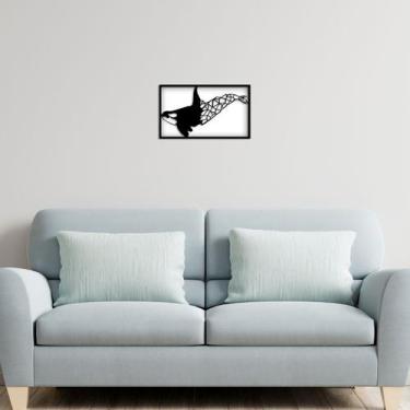 Imagem de Quadro Madeira Alto Relevo Escritorio Baleia 26X44Cm - Decoraset