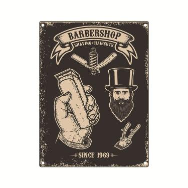 Imagem de Pôster de pintura em ferro Barbearia Vintage 20x30cm Metal