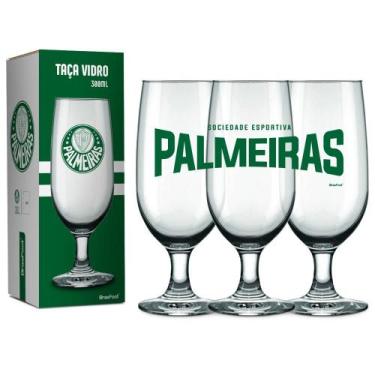 Imagem de Taça vidro palmeiras 300ml time torcedor original - Brasfoot