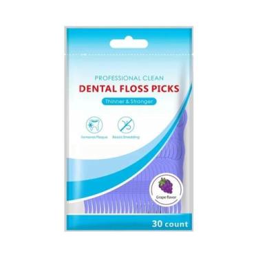Imagem de Fio Dental Descartável Com Sabor Uva, 30, 50, 150, 300, 600 Unidades, 