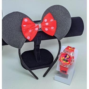 Imagem de Kit Relógio Infantil Digital Pisca Luz Led Toca Musica Desenho Disney 