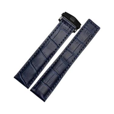 Imagem de Pulseira De Couro Genuíno Masculina 19mm 20mm 22mm Para Tag Heuer Com 