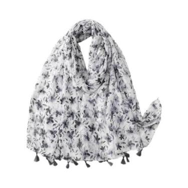 Imagem de Cachecol Aztec Paisley Floral Com Franjas, Viscose, Pashmina, Hijab 18