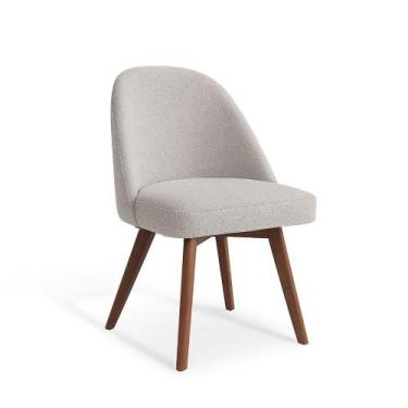 Imagem de Cadeira de Jantar Estofada Linho ou Veludo com Pés Madeira - Casa Lar 