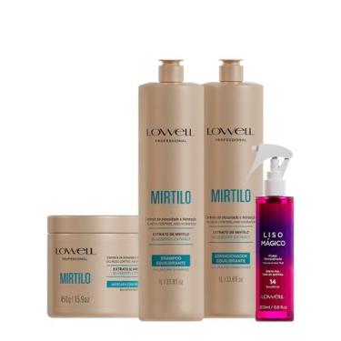 Imagem de Kit Lowell Extrato de Mirtilo Salon Liss Termoativado (4 produtos)