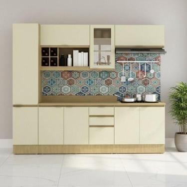 Imagem de Cozinha Modulada 10 Peças 2 Aéreos 2 Balcões 1 Paneleiro Tampos e Roda