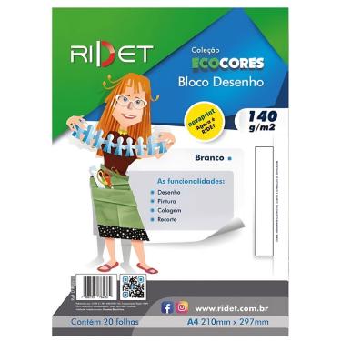 Imagem de Bloco de Desenho 10024 para Técnicas Secas 140 GRAMAS Formato A4 210X297MM com 20 Folhas Branco