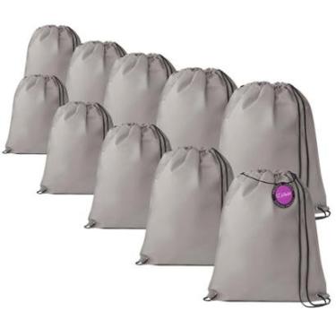 Imagem de Kit 10x Mochilas tipo Saco Gym Sack em TNT Premium 33x40cm Marino TopGet-Unissex