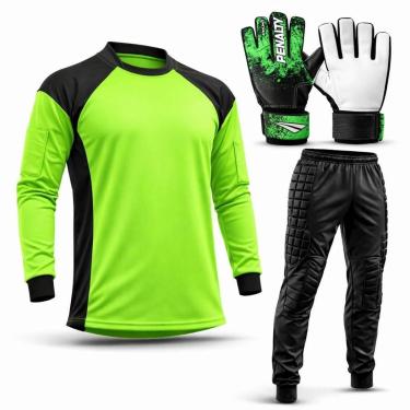 Imagem de Kit Goleiro Juvenil Camisa + Calça Acolchoada + Luva De Goleiro Penalty-Unissex