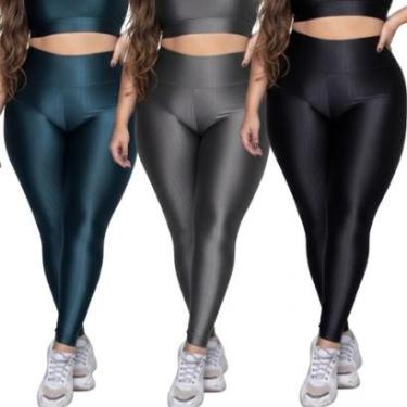 Imagem de KIT 3 Calça Legging Plus Size New Zig 3D Vekyo Cós Alto Roupa Academia Fitness Feminina...