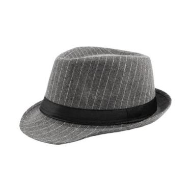 Imagem de Chapéu Fedora Masculino Preto E Branco Listrado Para Primavera E Outon