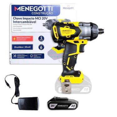 Imagem de Chave De Impacto Menegotti MCI20 20V 350Nm 2500RPM Motor Brushless LED