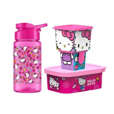 Imagem de Kit 4 Peças Pote Lancheira Organizador Multiuso Escolar Creche Hello K