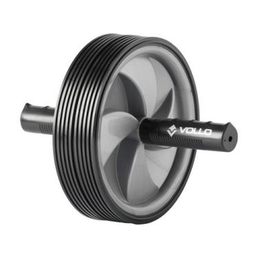 Imagem de Roda Vollo De Exercícios Dupla - Vollo Sports, Cinza e Preto
